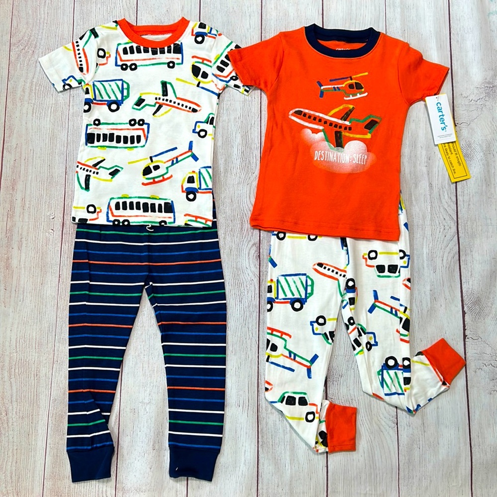 ✈️🚗 NWT Carter’s 4-Piece Boys’ 2T, 3T, 4T Pajamas - Planes - CUTE! 🚗✈️